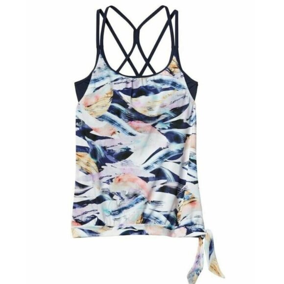 ATHLETA Vivid Side Tie Tankini Swim Top Strappy XS Shirred 211897 UPF 50+ Women - Picture 2 of 10